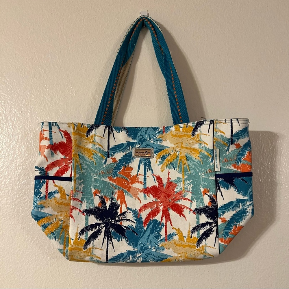 NWOT Caribbean Joe Multicolor Palm Tote